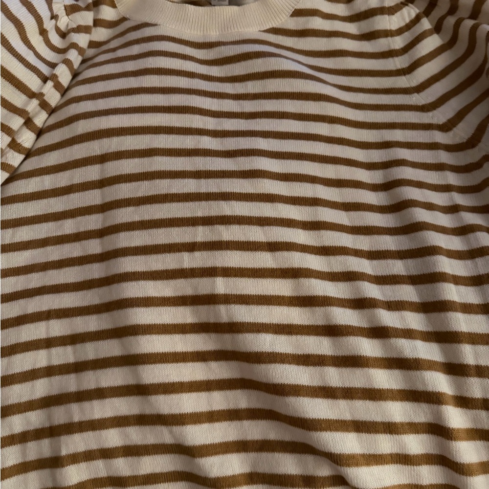 LOFT Cream and Brown Striped Sweater